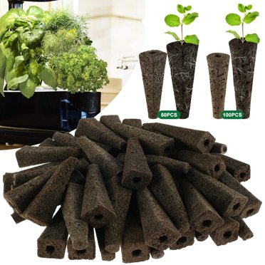MesaSe Éponges de Culture, Lot de 100, Capsules de Recharge pour Système de Culture Hydroponique avec Kit d'Éponges de Démarrage de Semis AeroGarden, Éponges de Culture en Vrac pour Système de Jardin Intérieur