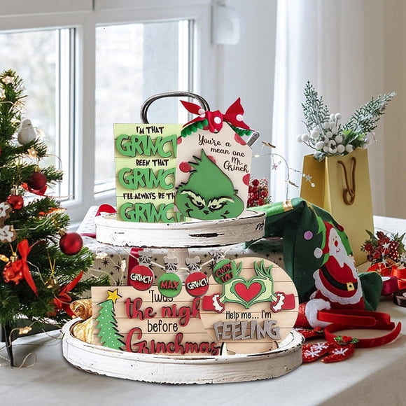 Liquidation de Décorations de Noël!! Décoration de Plateau en Bois 3D de Noël, Ornements de Décoration Créatifs pour les Fêtes