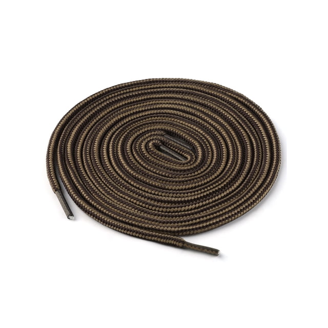 INSPIRE CHIC Unisex Round Rope Dual Colored Striped 1/5 Thick Boot Shoelace 90cm / 35.43" Light Brown Coffee