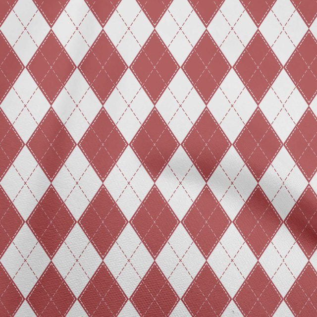 oneOone Polyester Spandex Maroon Fabric Check Argyle Craft Projects Decor Fabric Printed By The Yard 56 Inch Wide