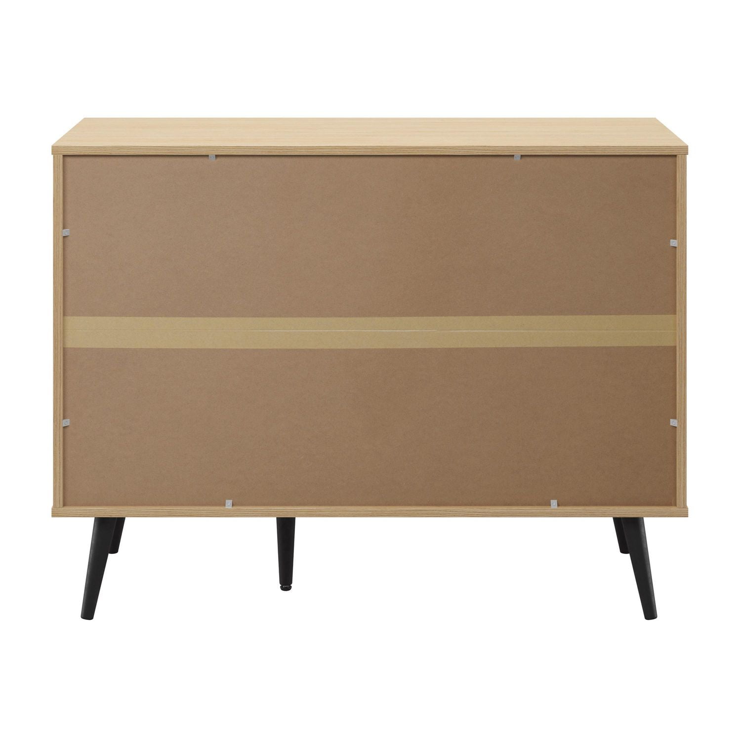 CorLiving Himari Engineered Wood Sideboard with Wood Legs, 2 Doors and 5 Shelves, Light Brown