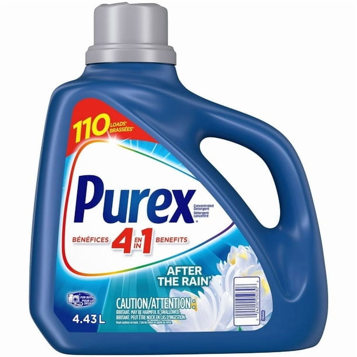 Purex 4 in 1 Liquid Laundry Concentrated Detergent, After The Rain, 4.43 Litres, 110 Loads, 4.43L, 110 Loads