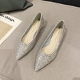 thumbnail image 2 of 2 Pcs Chaussures en Cuir pour Femmes Résistantes à l'Usure Femmes Mariage Plates en Fibre Chaussures Habillées Chaussures à Paillettes Femmes Confortables Entretien Court Femmes champagne 40, 2 of 9