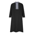 thumbnail image 3 of PEZHADA Ensemble de Robe Musulmane pour Homme Robe Arabe Mi-Longue Motif Broderie Manches Longues Col Montant Fermeture Éclair Robe Décontractée Noir, 3 of 5