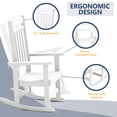 thumbnail image 4 of FOOWIN Patio Slat Rocking Chair, HDPE Plastic Weather Resistant Porch Rocker,White, 4 of 6