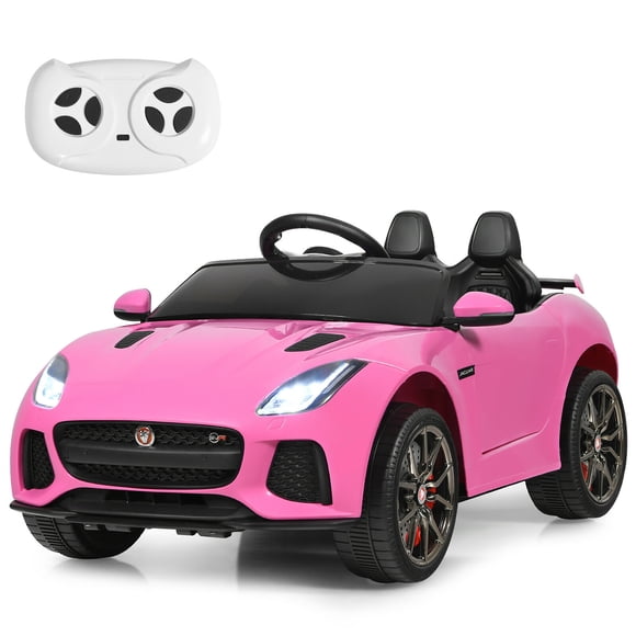 Costway Voiture Électrique 12 V pour Enfants sous Licence Jaguar F-Type SVR avec MP3 et Lumières Rose