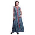 thumbnail image 1 of Bimba Robe Anarkali à Col Mandarin Imprimée Shibori Indigo Blue2 pour Femme, Kurta Ethnique Indienne, Moyen, 1 of 6