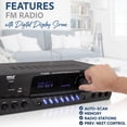 thumbnail image 4 of Pyle Wireless Bluetooth Power Amplifier System, 200 Watt Max, Home Theater Audio Stereo Receiver Box with FM/USB, Mic in, RCA Inputs, Echo & 2-Band E, 4 of 8
