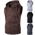thumbnail image 1 of XZNGL Sleeveless Hooded Vest for Men,Solid Color Casual Tank Top with Drawstring Hood,Polyester Cotton Blend,Standard Thickness,Fits to Size,Autumn Spring Wear, 1 of 4