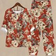 thumbnail image 5 of Birdeem Ensemble Deux Pièces pour Femmes d'Été Imprimé, Haut Court à Manches Mi-Longues à Col Rond + Pantalon Décontracté, Ensemble de Détente, 5 of 5
