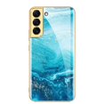 thumbnail image 1 of Full Cover Phone Case Tempered Glass Hard Printed Smartphone Bumper Case Cell Phone Covers Electroplated for S22/22Plus/Ultra Camera Protection Protective  Galaxy S22 ULTRA Golden Thread, 1 of 8