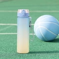 thumbnail image 4 of Blue Water Bottle 800Ml Gradient Color Portable Plastic Straight Drinking Cup With Tea Filter Leak Proof Lid Carrying Strap One Button Open Blue Color For Sports Outdoor Activities, 4 of 7