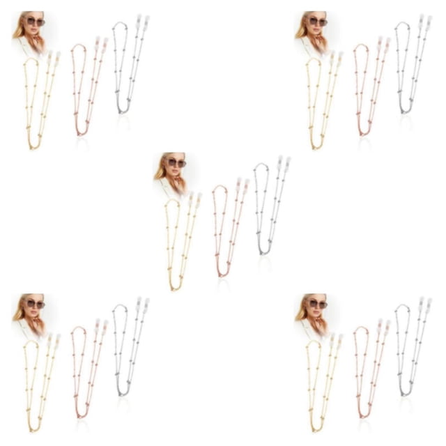 QualitChoice 3pcs Metal Beaded Glasses Chain Adjustable Fashionable Accessory For Women And Men Eyeglass Chain 5Set