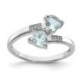 thumbnail image 1 of 925 Sterling Silver Rhodium Aquamarine and Diamond Heart Ring, 1 of 2
