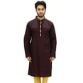 thumbnail image 1 of Atasi Men's Party Wear Linen Kurta Pyjama Set Brown Ethnic Shirt-Medium, 1 of 7