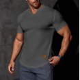 thumbnail image 1 of asjyhkr Mens Workout Compression T Shirts Ribbed V Neck Short Sleeve Tops Summer 2025 Gym Athletic Running Tees, 1 of 9