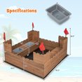 thumbnail image 3 of Gymax Solid Wood Kids Sandbox w/ 2 Bench Seats Outdoor Sandpit w/ Storage Box & Flags, 3 of 10