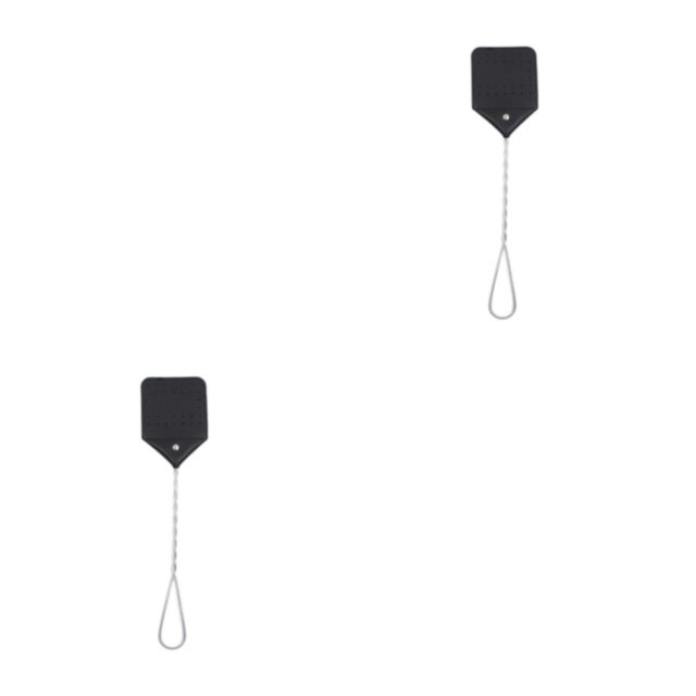 Transemion 1/2/3/5 Effective And Portable Fly Swatter For Outdoor Activities Iron Wire Is Sturdy And Durable black 2PCS