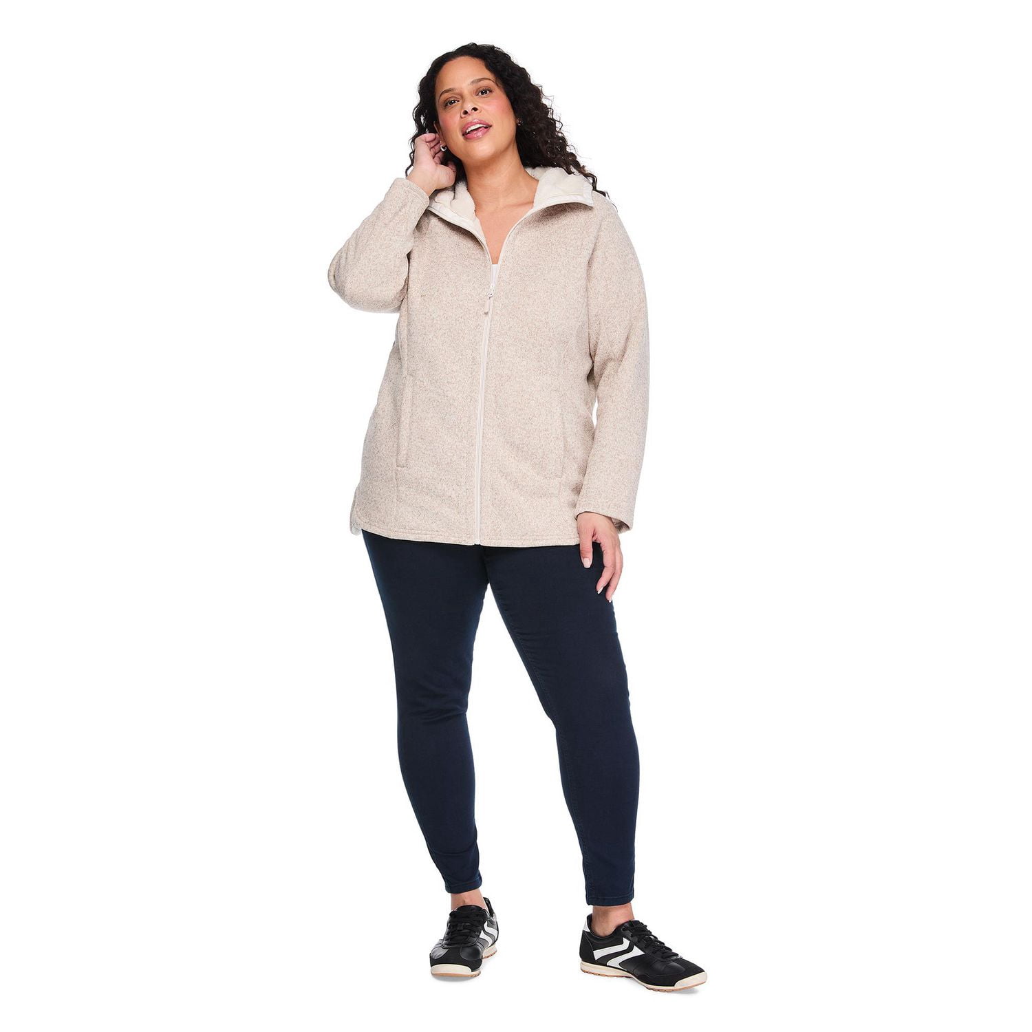 George Women's Plus Faux Shearling Zip Up Jacket