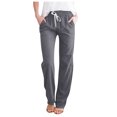 thumbnail image 1 of Women's Lace Up Wide Leg Cropped Pants - Solid Color Casual Trousers with Pockets (2), 1 of 3