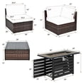 thumbnail image 4 of Costway 6PCS Patio Rattan Furniture Set 42" Fire Pit Table Cover Sofa Cushion Red, 4 of 10