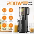 thumbnail image 2 of Aobosi Cold Press Juicer, 5.2" Feed Chute Self-Feeding for Hands-Free Operation, Juice Machine Fit Whole Fruits & Vegetables, Slow Masticating Juicer For More Juice, Less Pulp, Triple Filter, 2 of 8