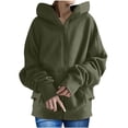 thumbnail image 1 of Pompotops Women's Solid Color Hoodie Zipper Long Sleeve Sweatshirts Long Coat Tops With Pockets Clearance, 1 of 8