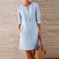 thumbnail image 2 of Vente de Liquidation Robes d'Été pour Femmes 2023 Robe à Manches Longues Imprimée Patchwork Col Rond Fente Midi Ajustée et Évasée Y2K Mode Élégante Fête Boîte de Nuit Plage Bord de Mer Retour à la Maison Robe Trapèze Ourlet Évasé, 2 of 5
