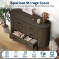 thumbnail image 3 of Commode Cannelée à 6 Tiroirs 47,2 Po Style Mi-Siècle Moderne avec Dessus en Faux Marbre et Poignées Dorées pour Chambre, Noyer, 3 of 7