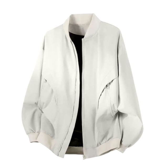 WRKEKC Manteau de Travail Décontracté pour Homme à Col Rond, Manches Longues, Léger et Polyvalent, avec Poches, pour Tenue Urbaine de Bureau et Style de Rue Moderne, Couleur Unie Kaki 3TG