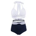thumbnail image 2 of Womens Two Piece Swimsuits Halter Neck Top High Waisted Bathing Suits Tummy Control Bikini Swimwear, 2 of 3