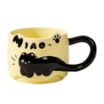 thumbnail image 2 of Cat Coffee Mug Ceramic Large Handle With English Letters Relief Design 12 oz, 2 of 8