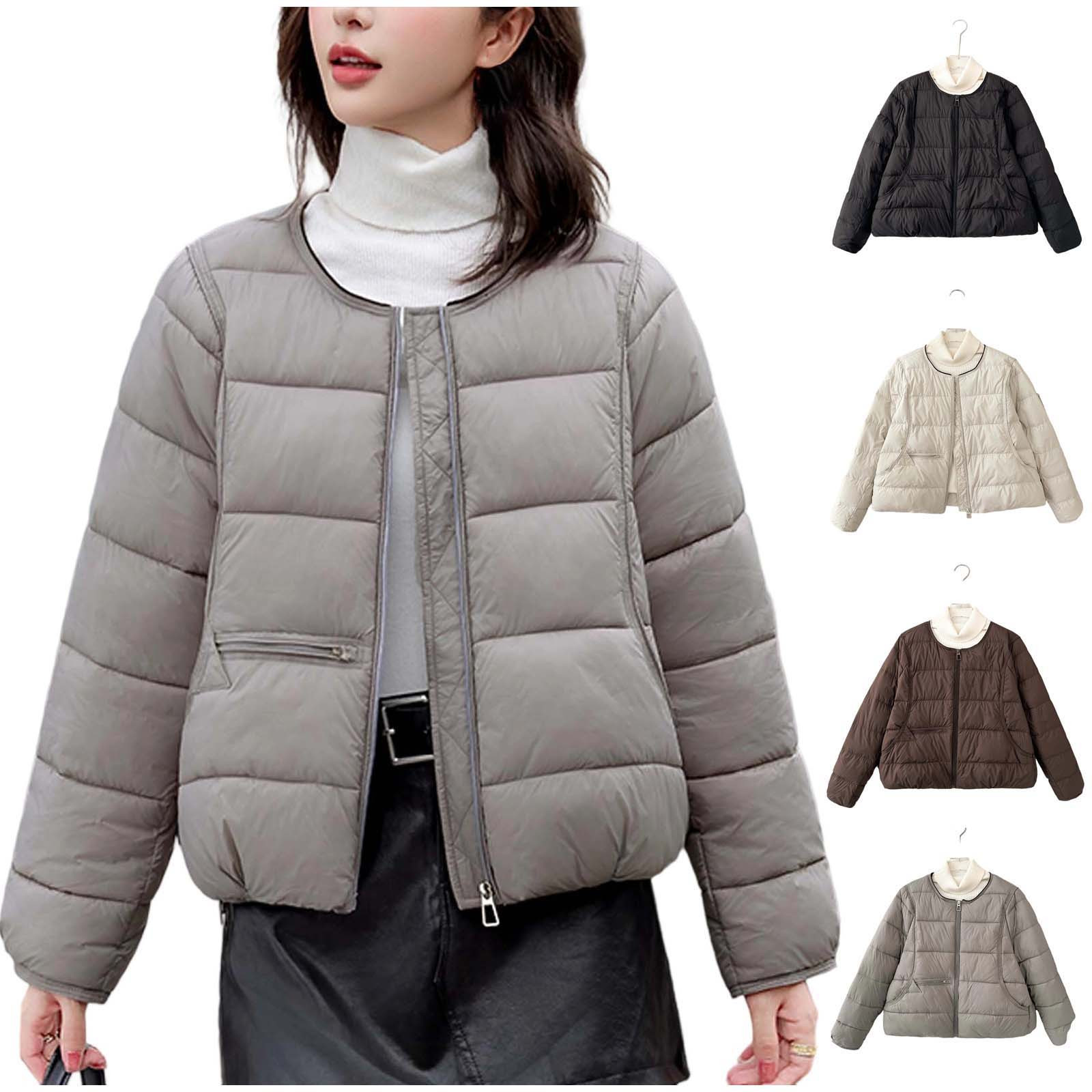 UPPADA Women's Winter Quilted Jackets Lightweight Puffer Coats Quilted Padded Full-Zip Outerwear Water-Resistant Winter Coat with Pockets,Puffer Jacket Womens Quilted Coffee,L
