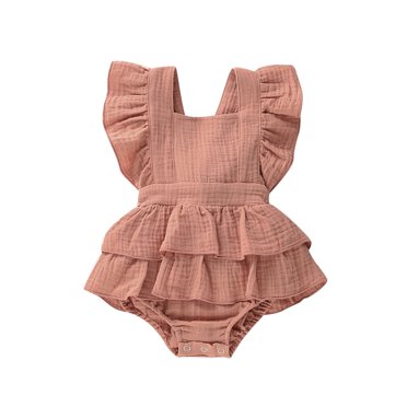 Newborn Baby Girl Clothes Ruffle Cotton Romper Bodysuit Jumpsuit Outfit Sunsuit