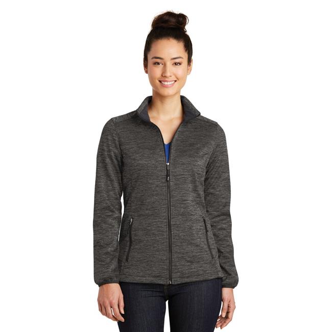 Sport Tek 1188651 Ladies PosiCharge Electric Heather Soft Shell Jacket for LST30, Grey-Black Electric - Extra Small