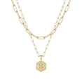 thumbnail image 1 of SIfdSeng Collier Hexagone Initial 26 pour Femmes Colliers pour Femmes A Z 26 Alphabet Initial Colliers Dorés pour Femmes Filles, 1 of 4