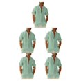 thumbnail image 1 of pitrice Men Shirt Casual Short Sleeve Breathable Replacement Button Down Solid Color Fashionable Home Dating Shirts Top Green M 5Set, 1 of 6