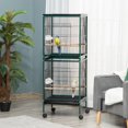 thumbnail image 2 of PawHut 2 In 1 Bird Cage Aviary with Wheels, Wood Perch, Green, 2 of 10