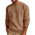 thumbnail image 1 of Yuyuzo Sweatshirts for Men Long Sleeve Round Neck Buttons Pullover Knitted Textured Solid Color Tops, 1 of 6