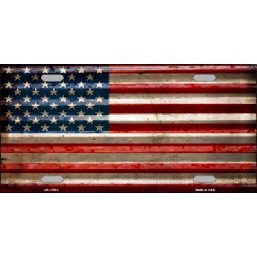 American Flag Corrugated Metal License Plate