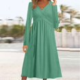 thumbnail image 4 of Pisexur Robe à Manches Longues à Col en V pour Femme Automne Hiver Décontractée Ample Couleur Unie Robe Longue à Manches Longues à Col en V Robe pour Femme en Liquidation, 4 of 6