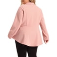 thumbnail image 3 of Agnes Orinda Women's Plus Size Blazer Button Notch Panel Ruffle Peplum Blazers 3X Light Pink, 3 of 6