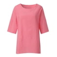 thumbnail image 4 of Été 2025 Femmes 3 de T-Shirts Complets pour Femmes 4 Manches Col Rond T-Shirts Spandex Imprimé Floral Haut Ample Spandex T-Shirt Femmes T-Shirts Tunique Décontractée Chemise pour Femmes Tee, 4 of 4