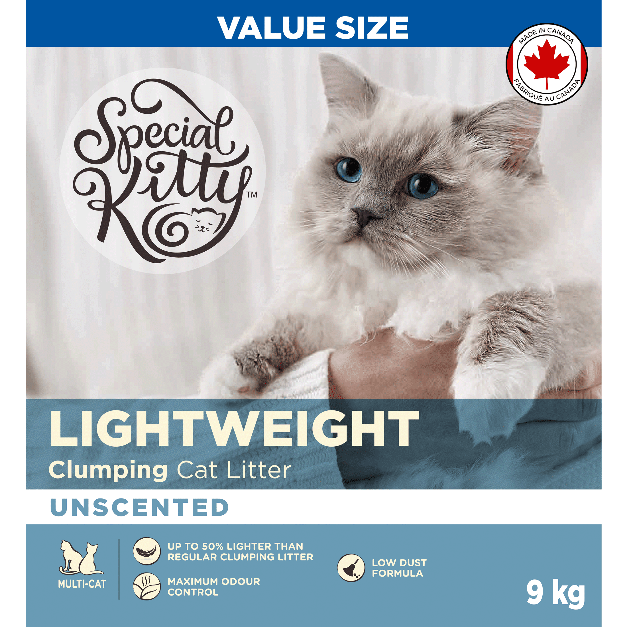Special Kitty Litière pour Chats Agglomérante Légère Non Parfumée 9kg
