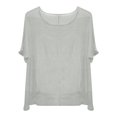 thumbnail image 4 of T-Shirts Femmes Mini T-Shirt d'Été à Manches Courtes Uni Décontracté Ample en Lin - Hontri, 4 of 4