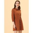thumbnail image 2 of INSPIRE CHIC Women's 3/4 Sleeve Button Front Flare Mini Shirt Dress, 2 of 6