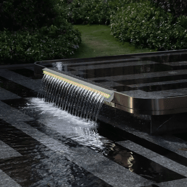Stainless Steel Pool Fountain – 48" LED Waterfall Spillway – Rectangular Remote-Controlled – Outdoor Garden & Indoor Pools – Above Ground Use