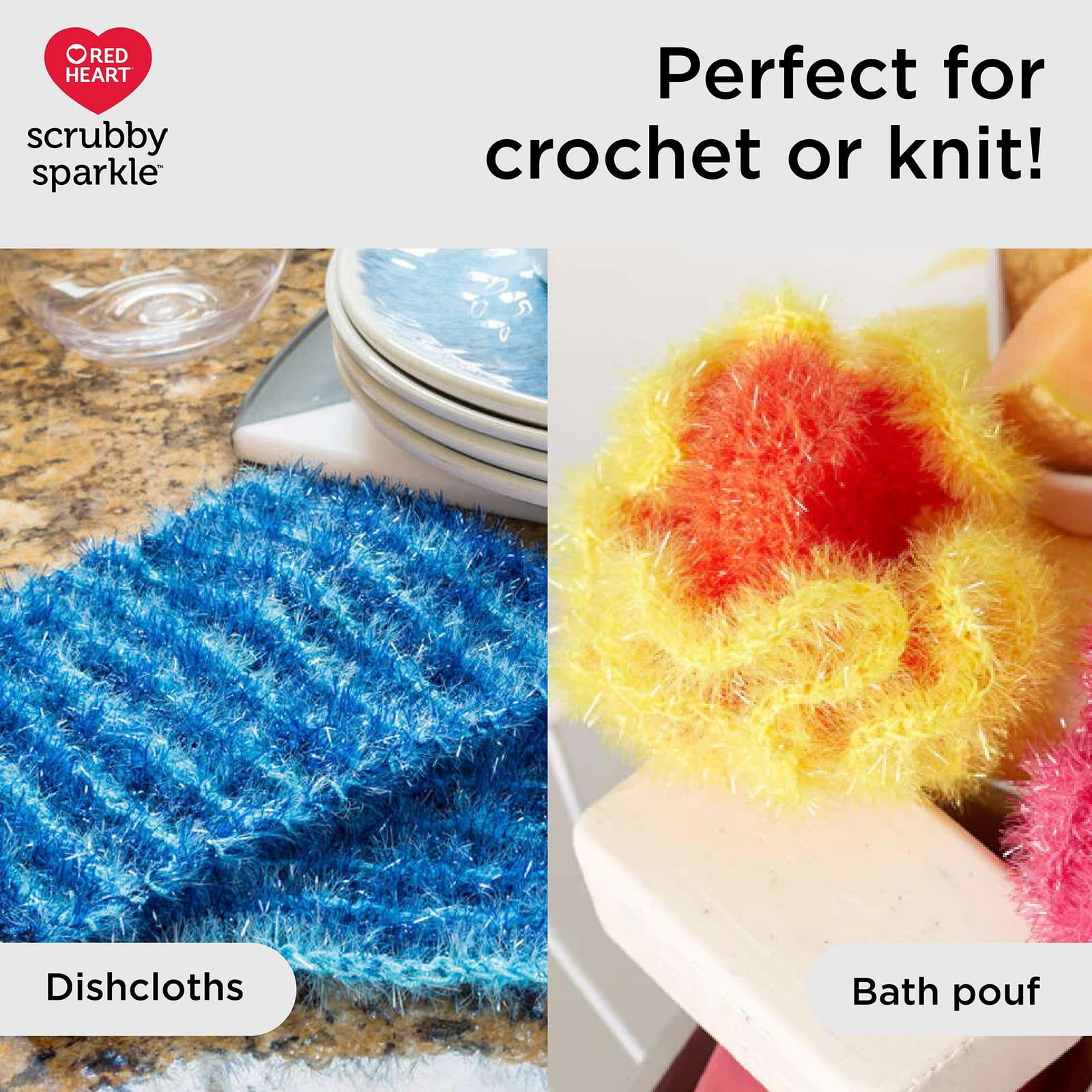 Red Heart® Scrubby Sparkle™ Fil de polyester peigné n° 4 (moyen), Icepop 3 oz/85 g 174 yards