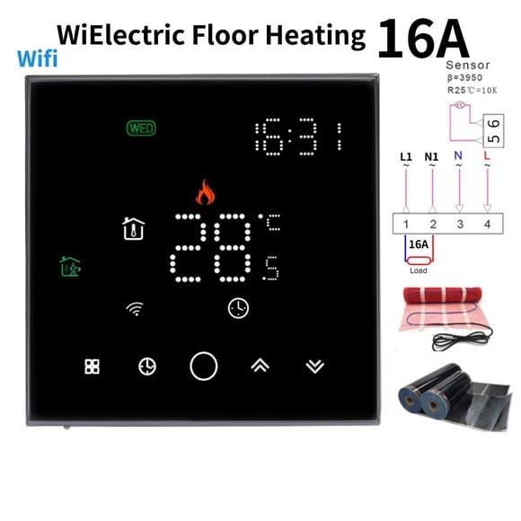 APP WiFi Smart Thermostat, Electric Floor Heating/ Water/Gas Boiler Temperature Remote Controller Temperature Controller ,Easy to Install