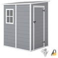 thumbnail image 1 of Outsunny Abri de Rangement Extérieur Adossé 4 x 5 Pi en Plastique pour Outils de Jardin, 1 of 10